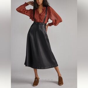 NWOT Anthropologie Faux Leather Pinafore Skirt US6